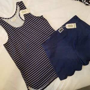 NEW Tank AND Scalloped Shorts MUD PIE-XS